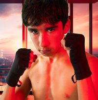 Brec'han qui boxe avec ses points, le regard menaçant